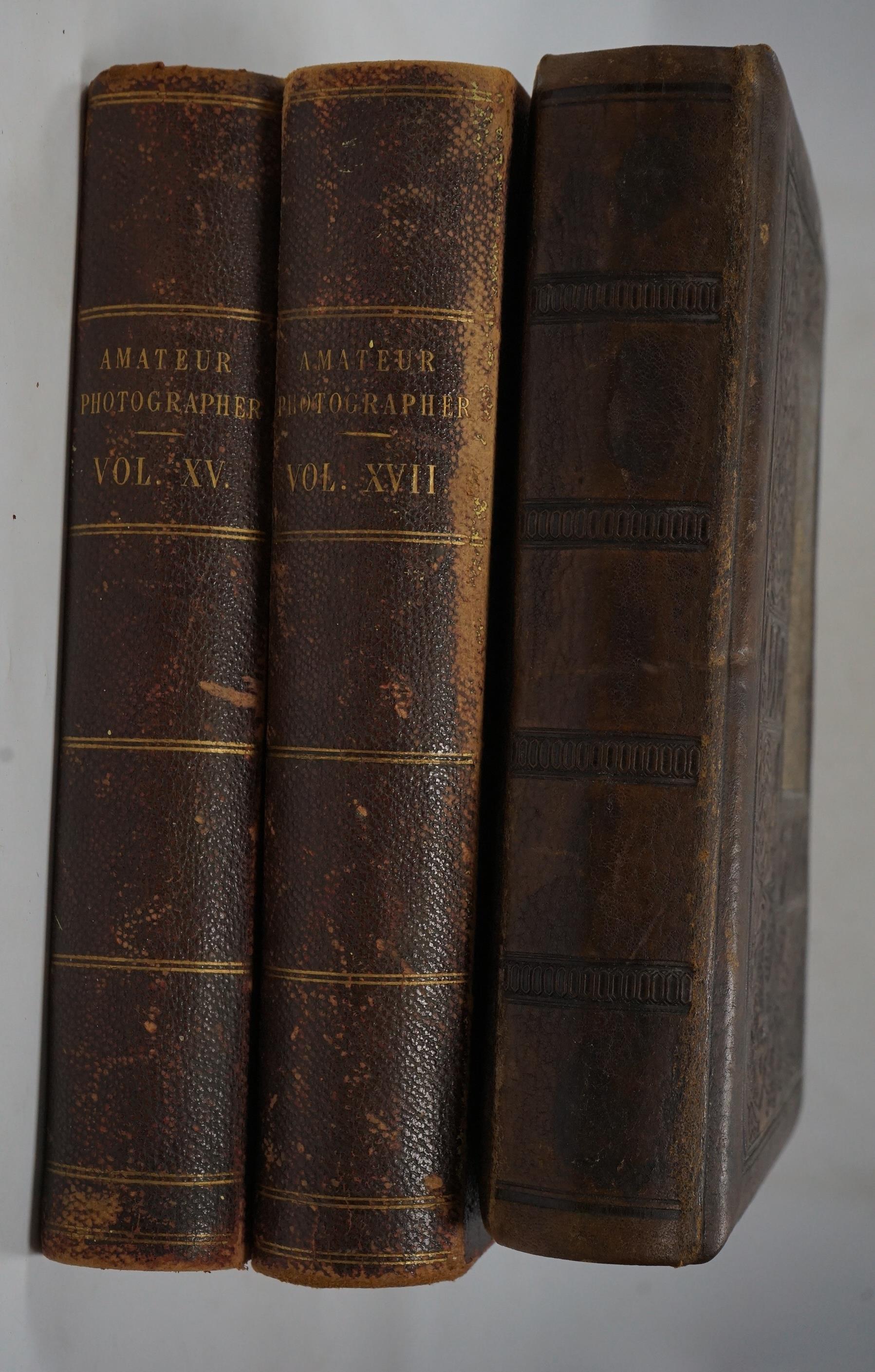 The Amateur Photographer, An Illustrated Popular Journal, Vols XV, 1892 and XV11, 1893, 4to, half calf, worn, Hazel, Watson, and Viney, London, together with a late 19th century photograph album - ‘Recollections of Old L